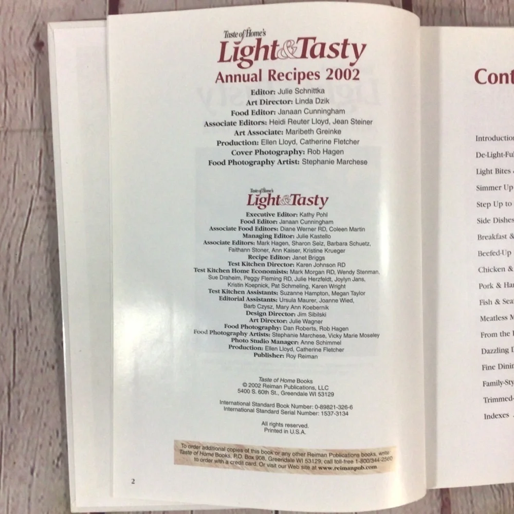 Taste of Home’s Light & Tasty Annual Recipes 2002